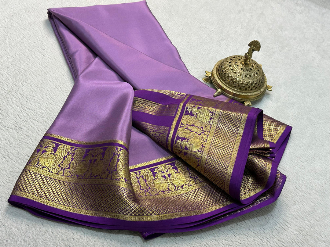 Mysore Silk Saree With Heavy Zari Borders Vibrant Multicolour Design And Stylish Blouse