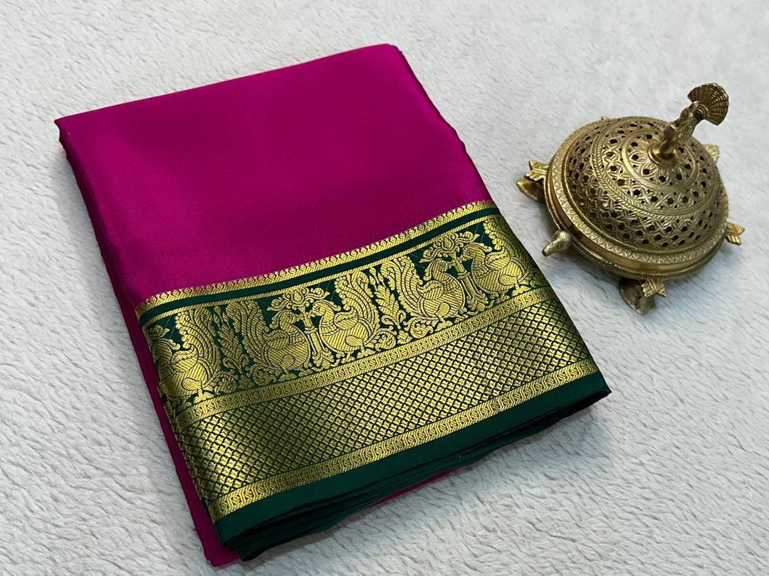 Mysore Silk Saree With Heavy Zari Borders Vibrant Multicolour Design And Stylish Blouse