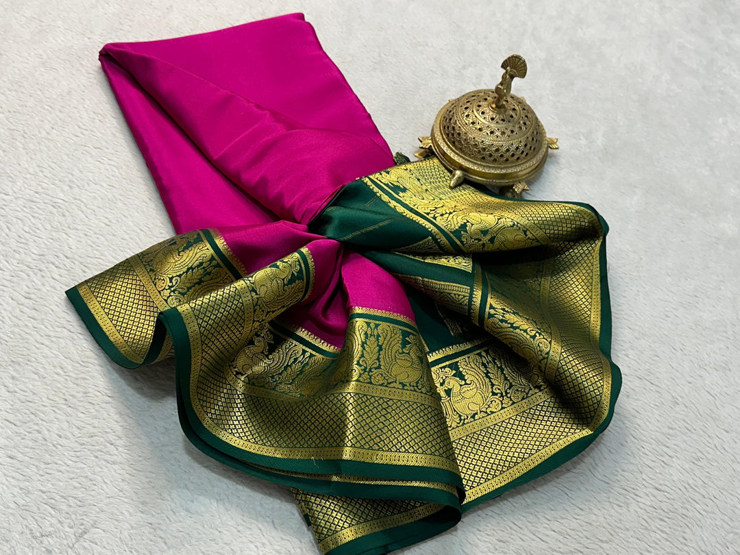 Mysore Silk Saree With Heavy Zari Borders Vibrant Multicolour Design And Stylish Blouse