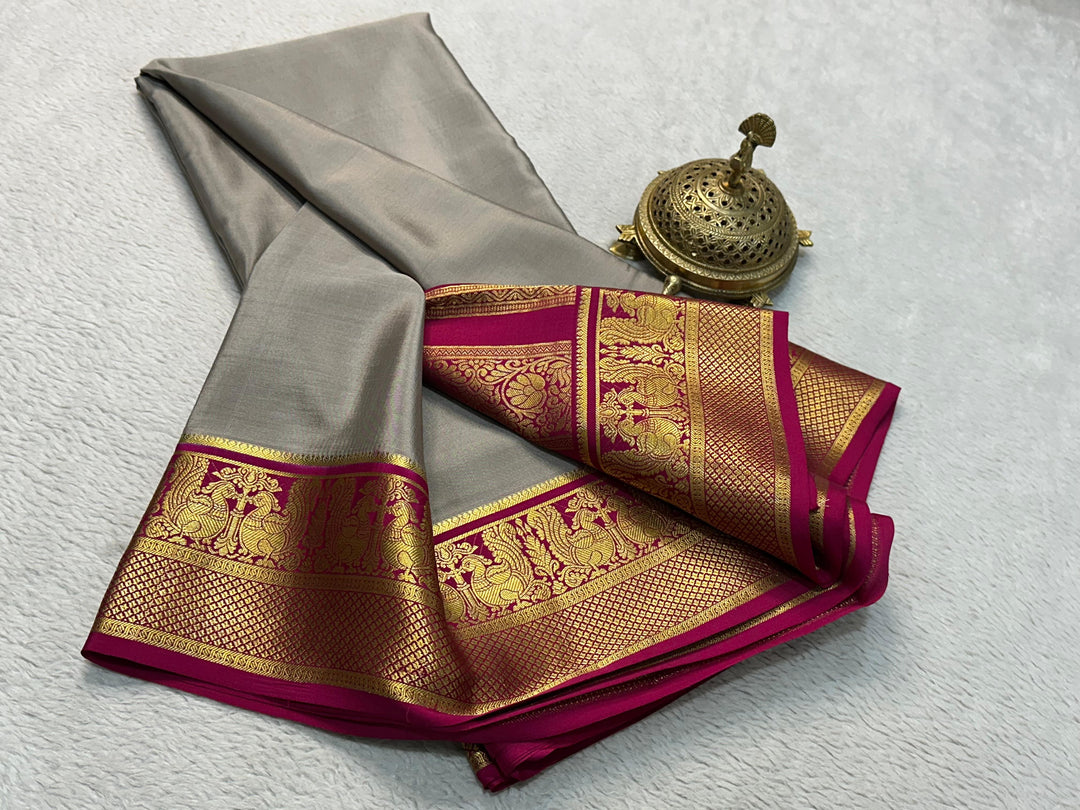 Mysore Silk Saree With Heavy Zari Borders Vibrant Multicolour Design And Stylish Blouse