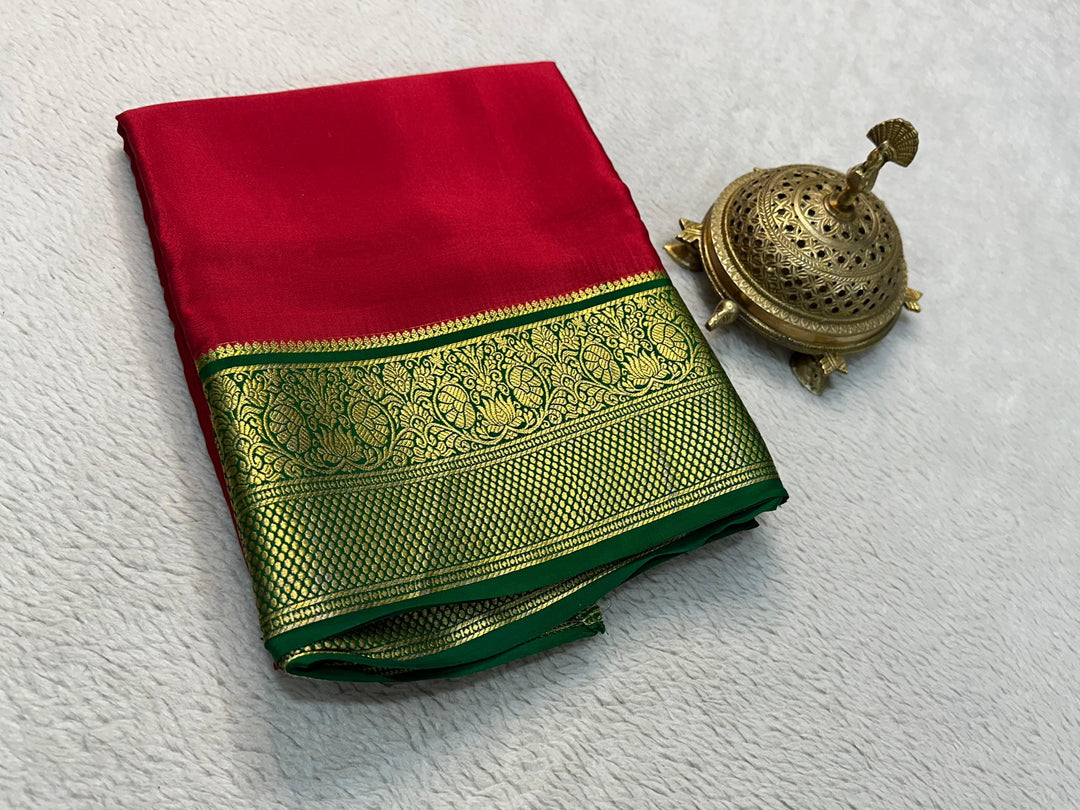 Mysore Silk Saree With Heavy Zari Borders Vibrant Multicolour Design And Stylish Blouse