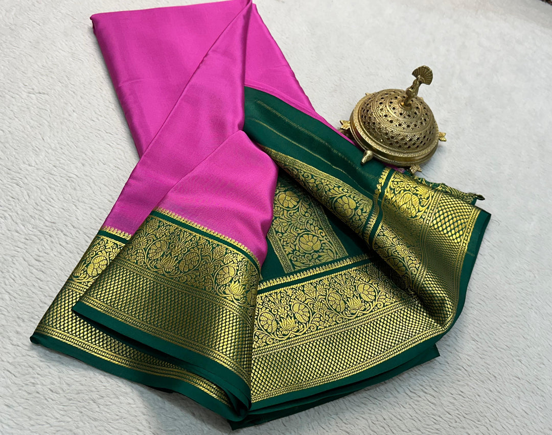 Mysore Silk Saree With Heavy Zari Borders Vibrant Multicolour Design And Stylish Blouse