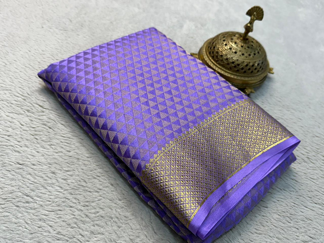 Traditional Mysore Silk Saree Multicolour Brocade Design With Rich Zari Work And Unstitched Blouse