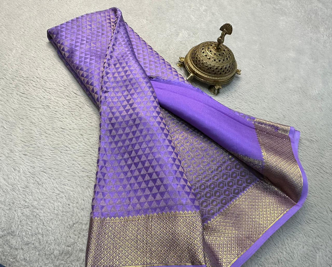 Traditional Mysore Silk Saree Multicolour Brocade Design With Rich Zari Work And Unstitched Blouse