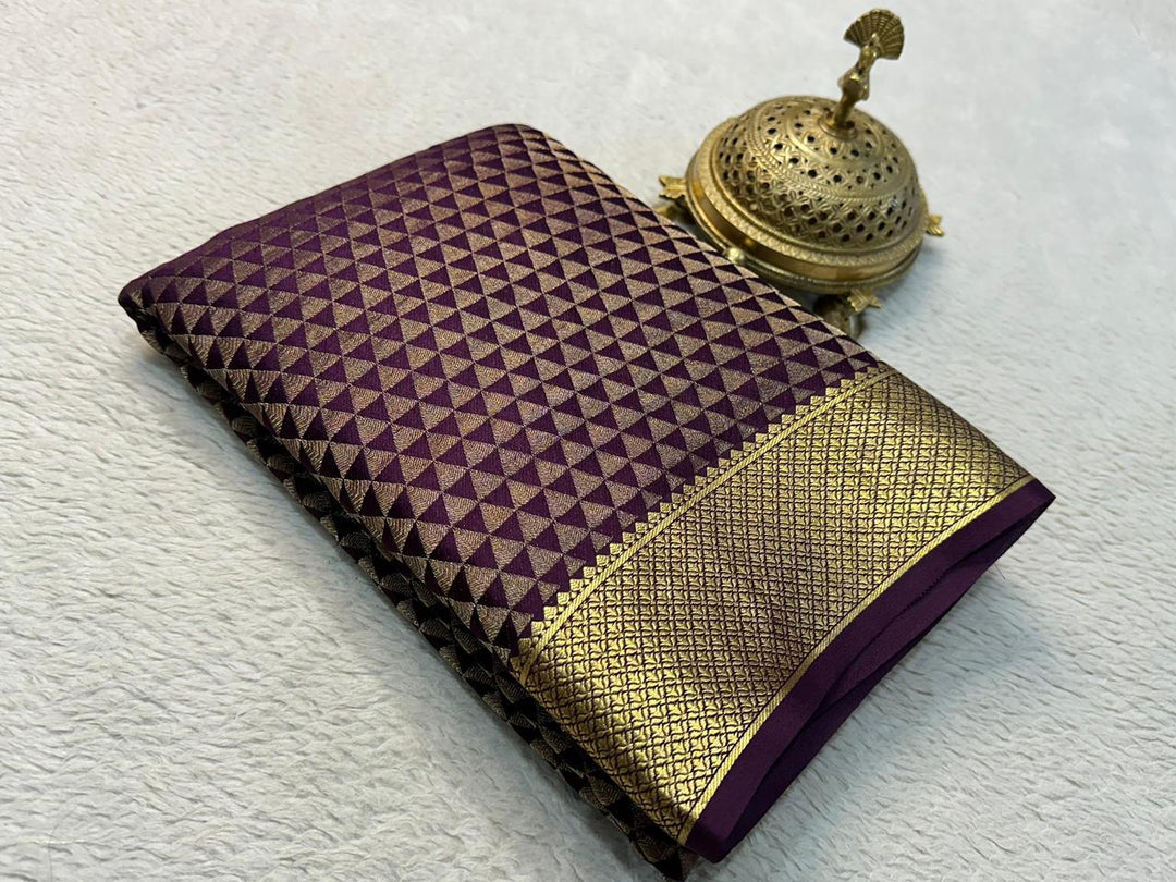 Traditional Mysore Silk Saree Multicolour Brocade Design With Rich Zari Work And Unstitched Blouse