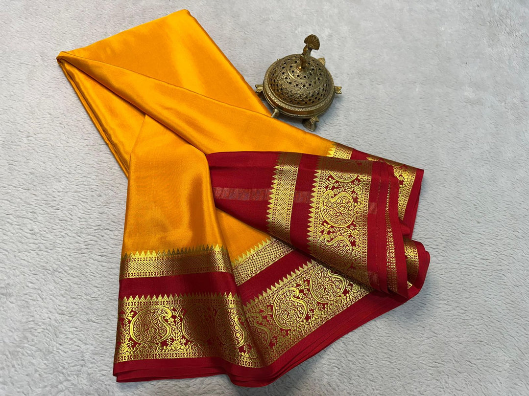 Golden Grace: Luxurious Mysore Silk Saree