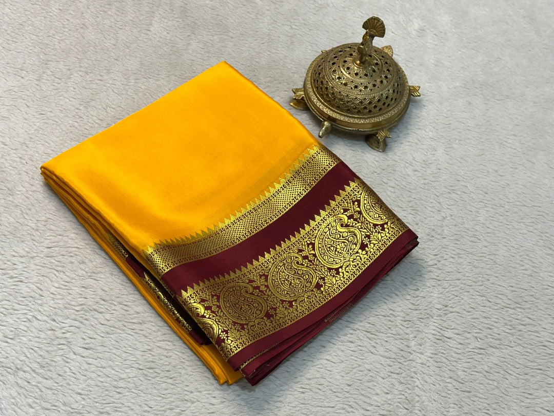 Golden Grace: Luxurious Mysore Silk Saree