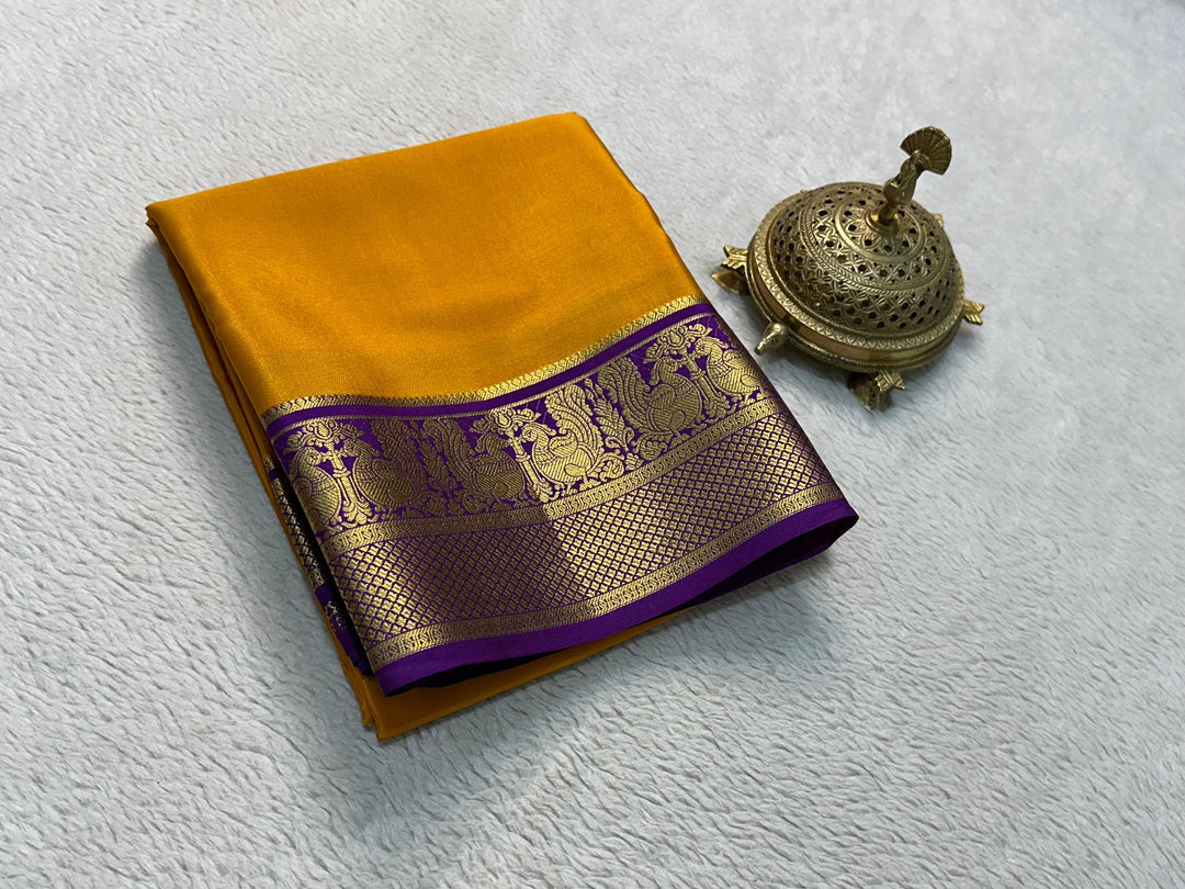 Mysore Silk Saree With Heavy Zari Borders Vibrant Multicolour Design And Stylish Blouse