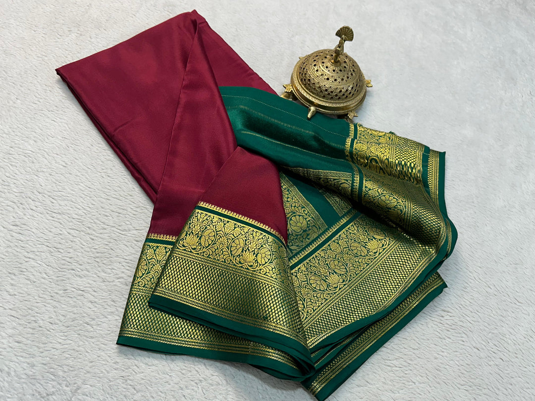 Mysore Silk Saree With Heavy Zari Borders Vibrant Multicolour Design And Stylish Blouse