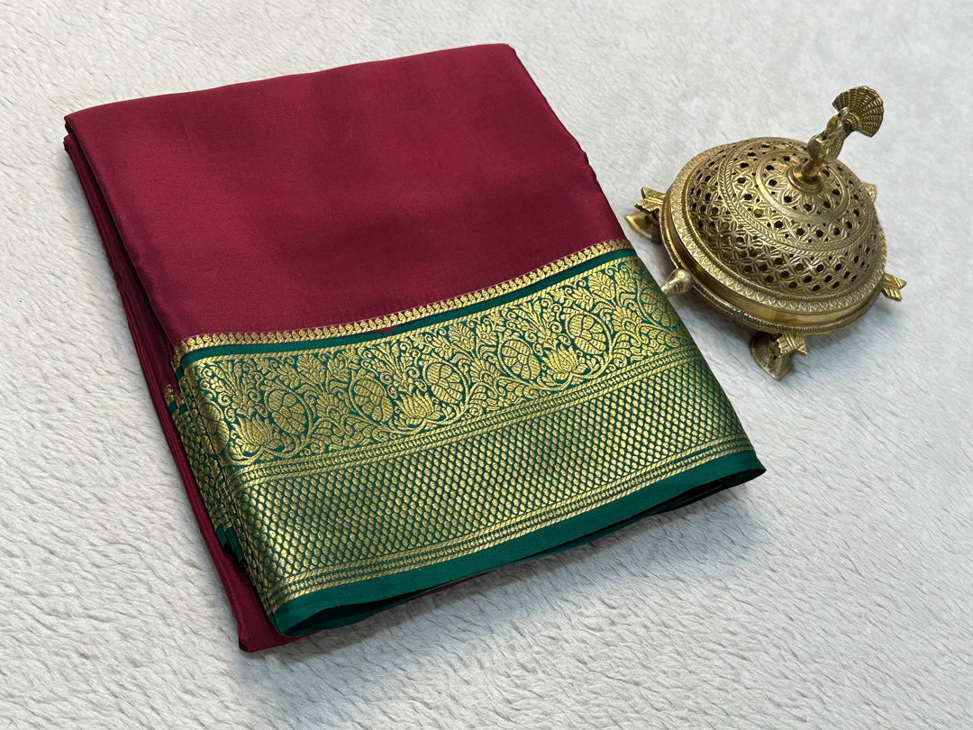 Mysore Silk Saree With Heavy Zari Borders Vibrant Multicolour Design And Stylish Blouse