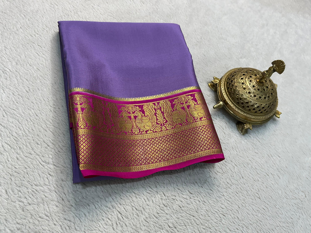 Mysore Silk Saree With Heavy Zari Borders Vibrant Multicolour Design And Stylish Blouse