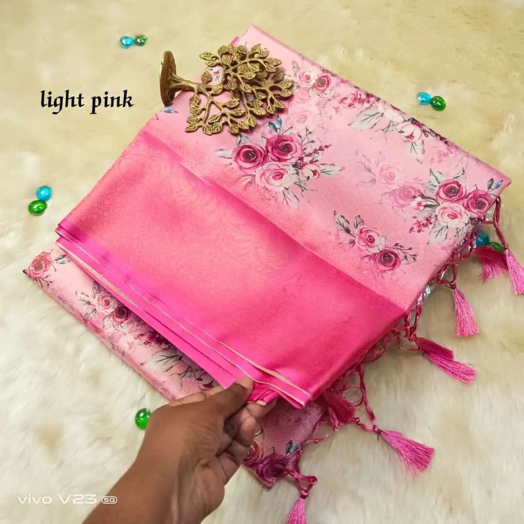 Vibrant Pink And Rani Traditional Soft Silk Saree With Kubera Pattu Weave And Digital Art