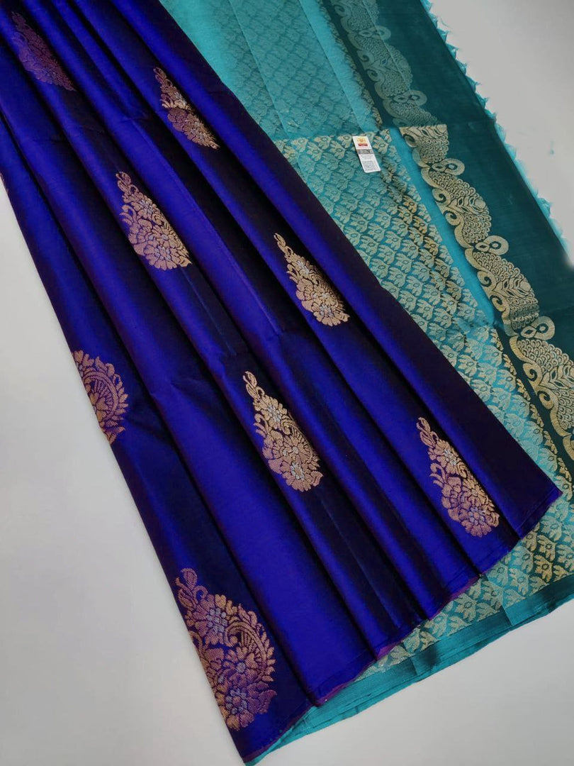 Radiant Royal Blue Soft Silk Saree With Opulent Blouse Piece