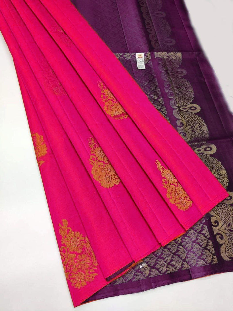 Eye-catching Dark Pink Soft Silk Saree With Mellifluous Blouse Piece