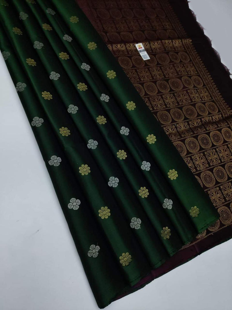 Deep green premium quality silk