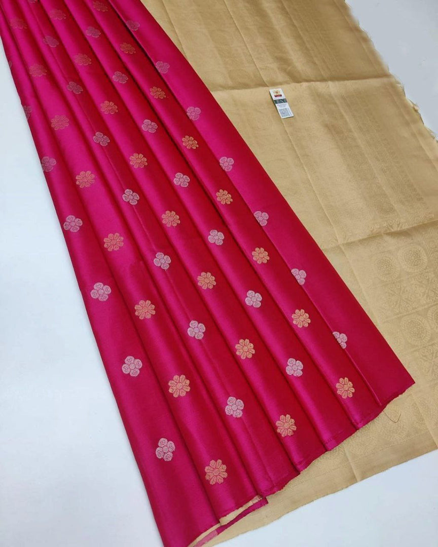 Gajri Nd Chiku-premium-quality-silk-pure-gold-and-silver-zari-big-meena-work-saree