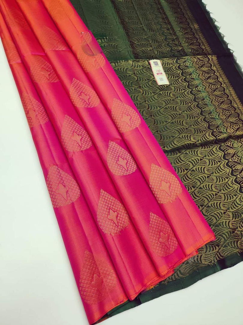 Pink-premium-quality-silk-pure-gold-and-silver-zari-big-meena-work-saree