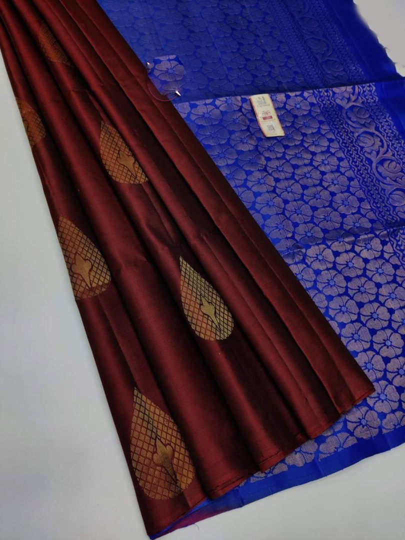 Maroon-premium-quality-silk-pure-gold-and-silver-zari-big-meena-work-saree