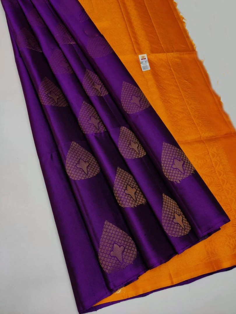 Purple-premium-quality-silk-pure-gold-and-silver-zari-big-meena-work-saree