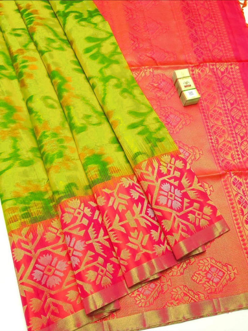 Green Handloom kanchi Silk with Pochampally Border