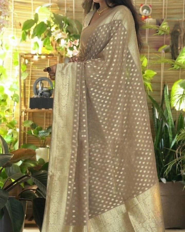 golden Color Pure Georgette Silk Handloom Saree