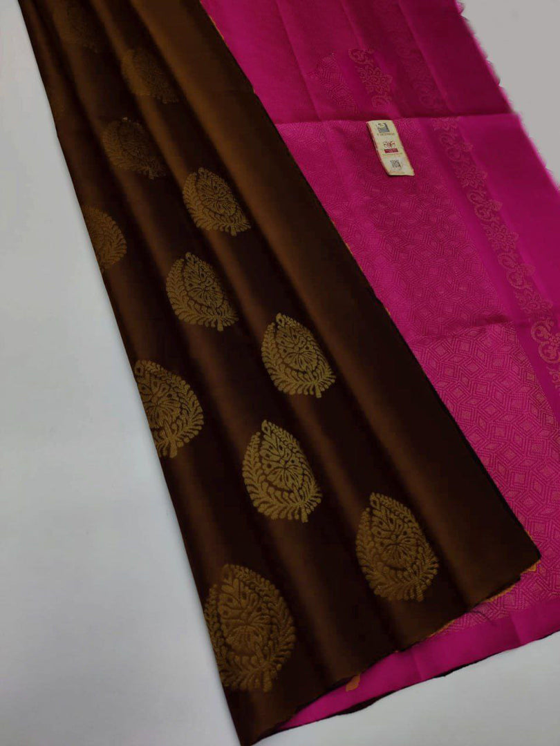 💕Brown Kanchipuram Silks Saree💕