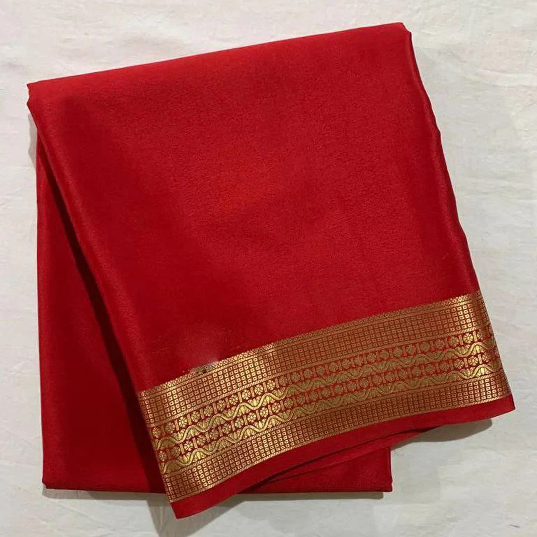 Launching Exclusive Creape Silk With Rich Weaving Jari Border Pallu N Running Blouse