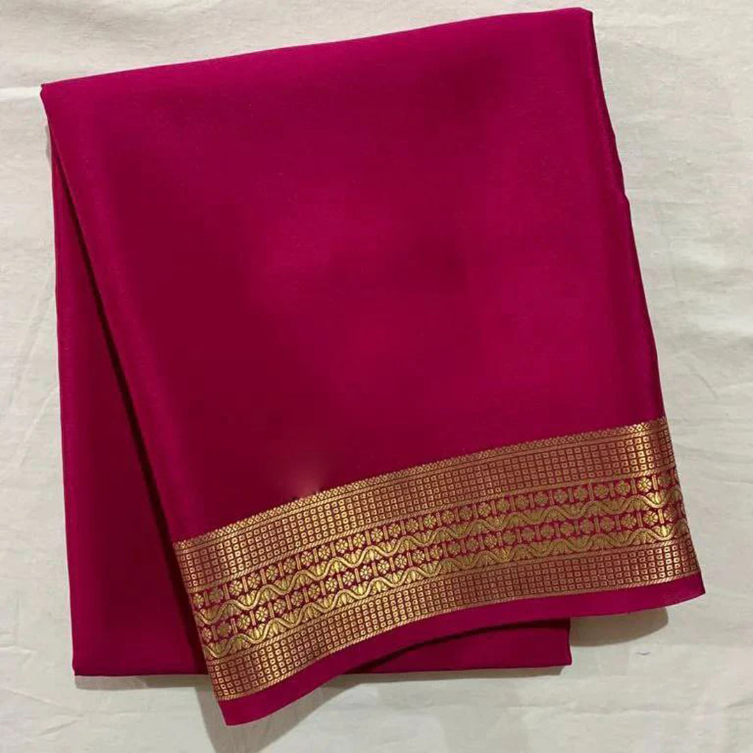 Launching Exclusive Creape Silk With Rich Weaving Jari Border Pallu N Running Blouse