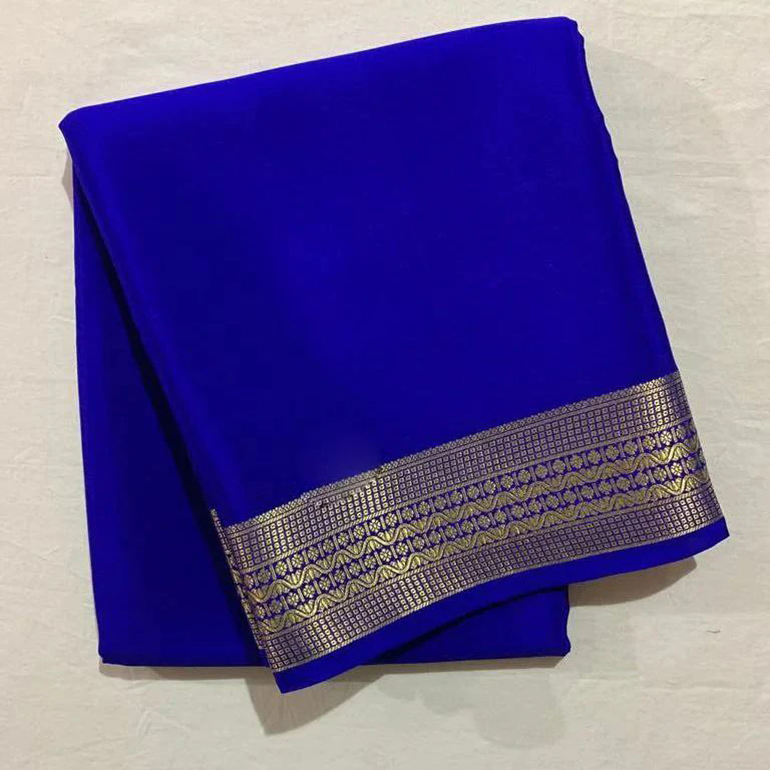 Launching Exclusive Creape Silk With Rich Weaving Jari Border Pallu N Running Blouse