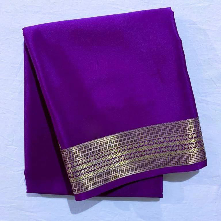 GORGEOUS  Mysore silk sarees in beautiful zari border in Purple  colours! 😍