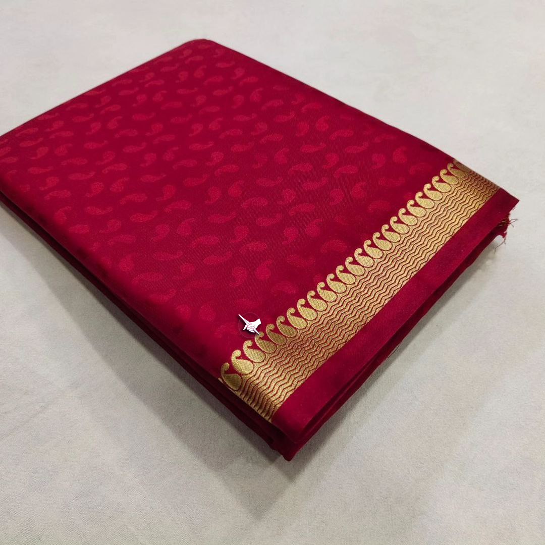 GORGEOUS Mysore silk sarees in beautiful zari border in Red colours! 😍