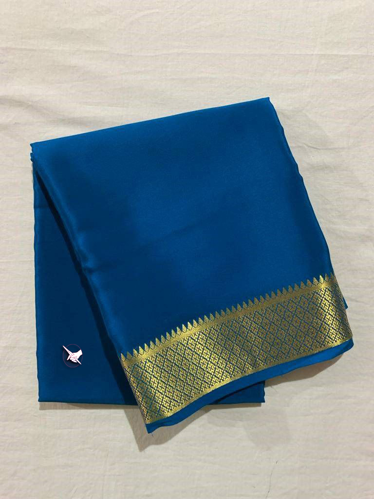 GORGEOUS Mysore silk sarees in beautiful zari border in Blue colours! 😍