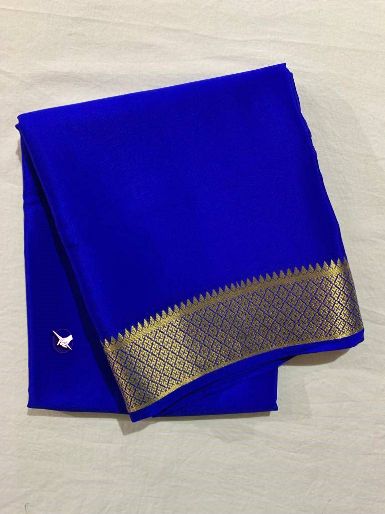 GORGEOUS Mysore silk sarees in beautiful zari border in Royal  Blue colours! 😍