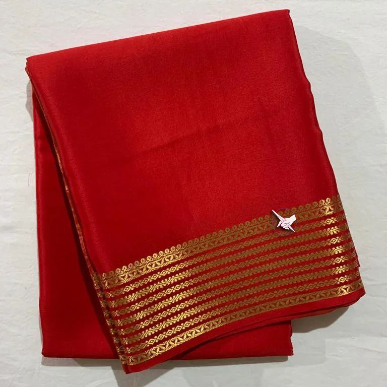 GORGEOUS Mysore silk sarees in beautiful zari border in Red colours! 😍