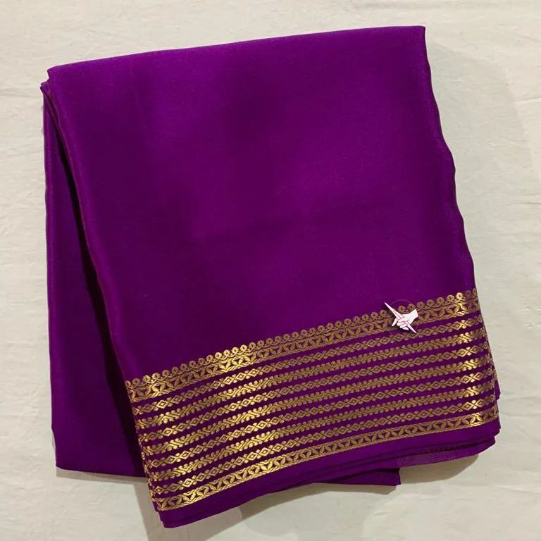 GORGEOUS Mysore silk sarees in beautiful zari border in Purple colours! 😍