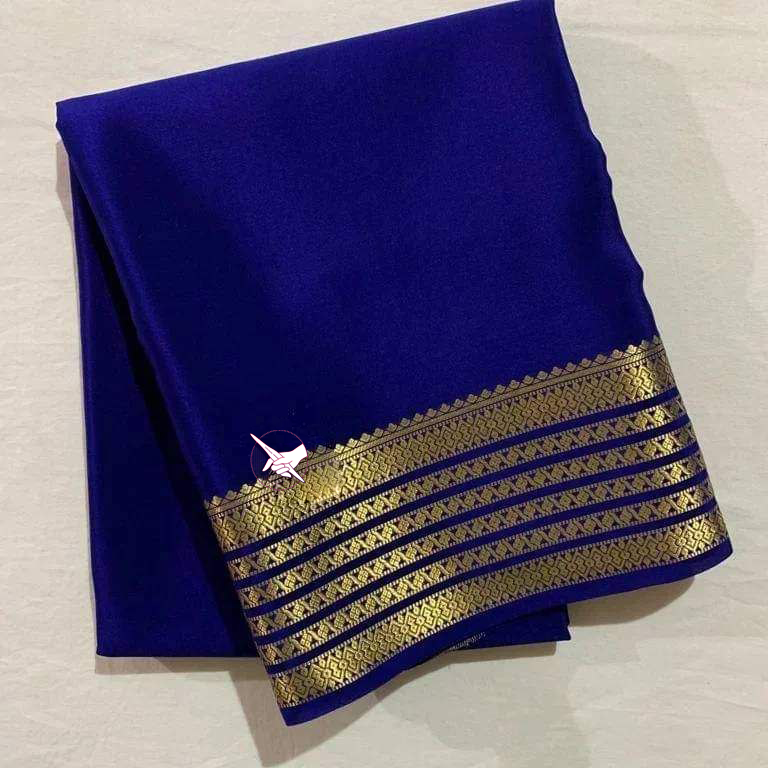 GORGEOUS Mysore Silk Sarees In Beautiful Zari Border In Blue Colours! 😍