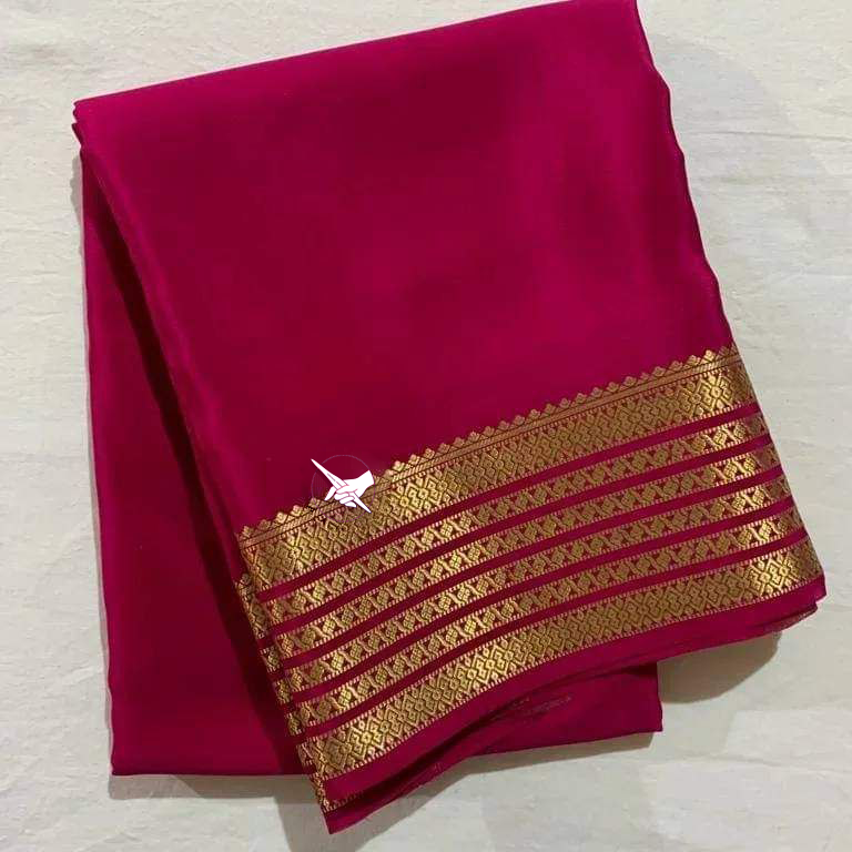 GORGEOUS Mysore Silk Sarees In Beautiful Zari Border In Pink Colours! 😍