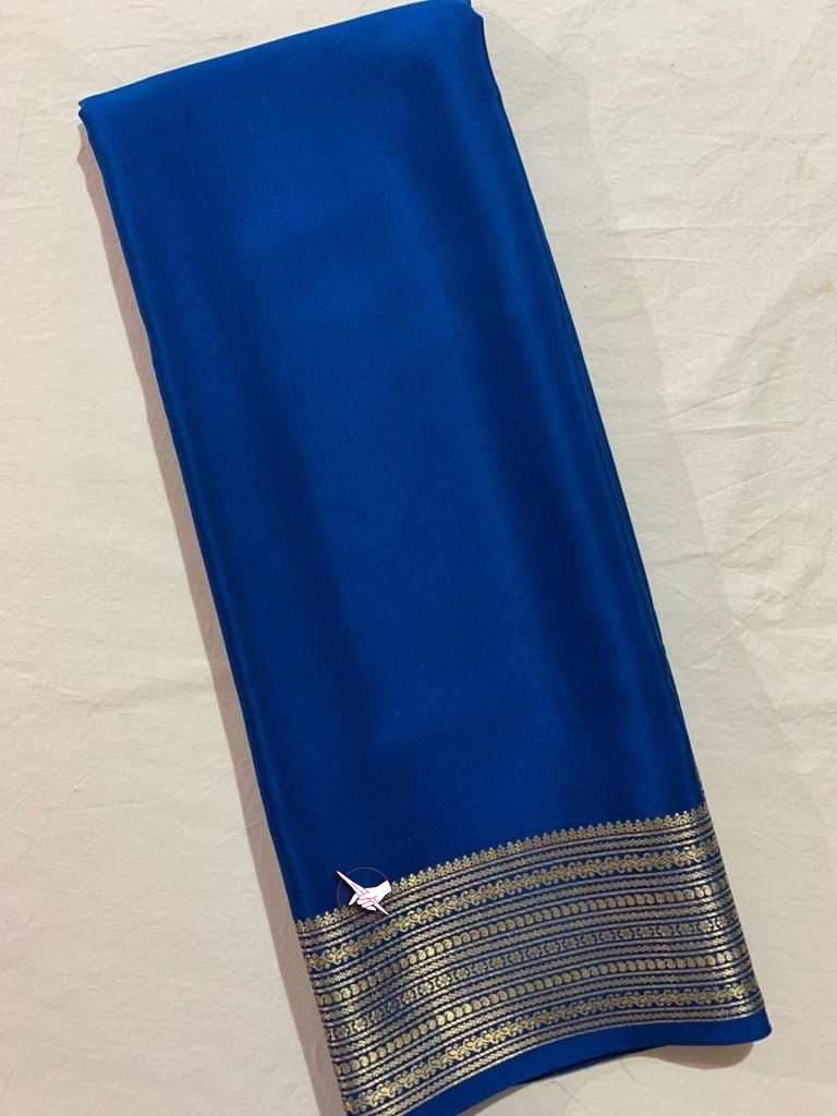 GORGEOUS Mysore silk sarees in beautiful zari border in Royal  Blue colours