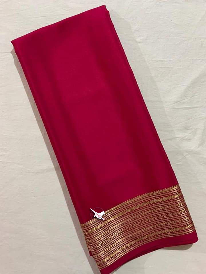 Lustrous Mysore Soft Silk Royal Blue Saree With Zari Edge And Blouse Fabric Included