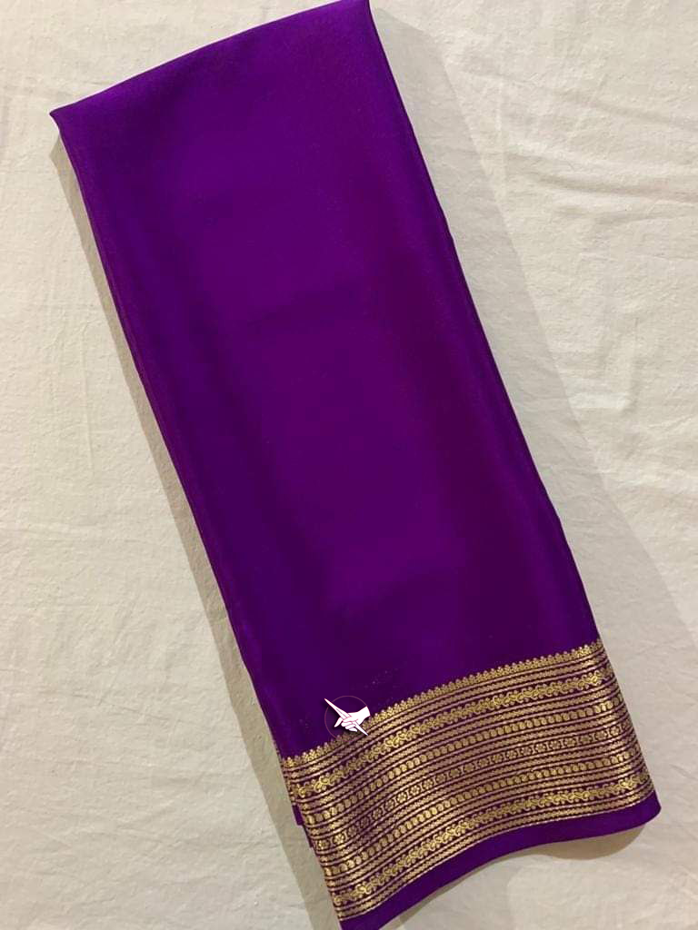 GORGEOUS Mysore Silk Sarees In Beautiful Zari Border In Purple  Colours! 😍