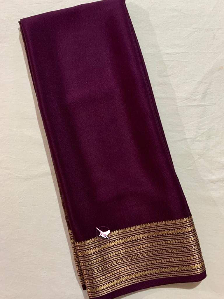 GORGEOUS Mysore Silk Sarees In Beautiful Zari Border In Maroon Colours! 😍