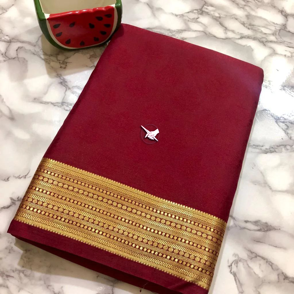 🥰 Elegant Maroon Apoorva Semi-Silk Saree With Soft Texture And Delicate Shine.🥰