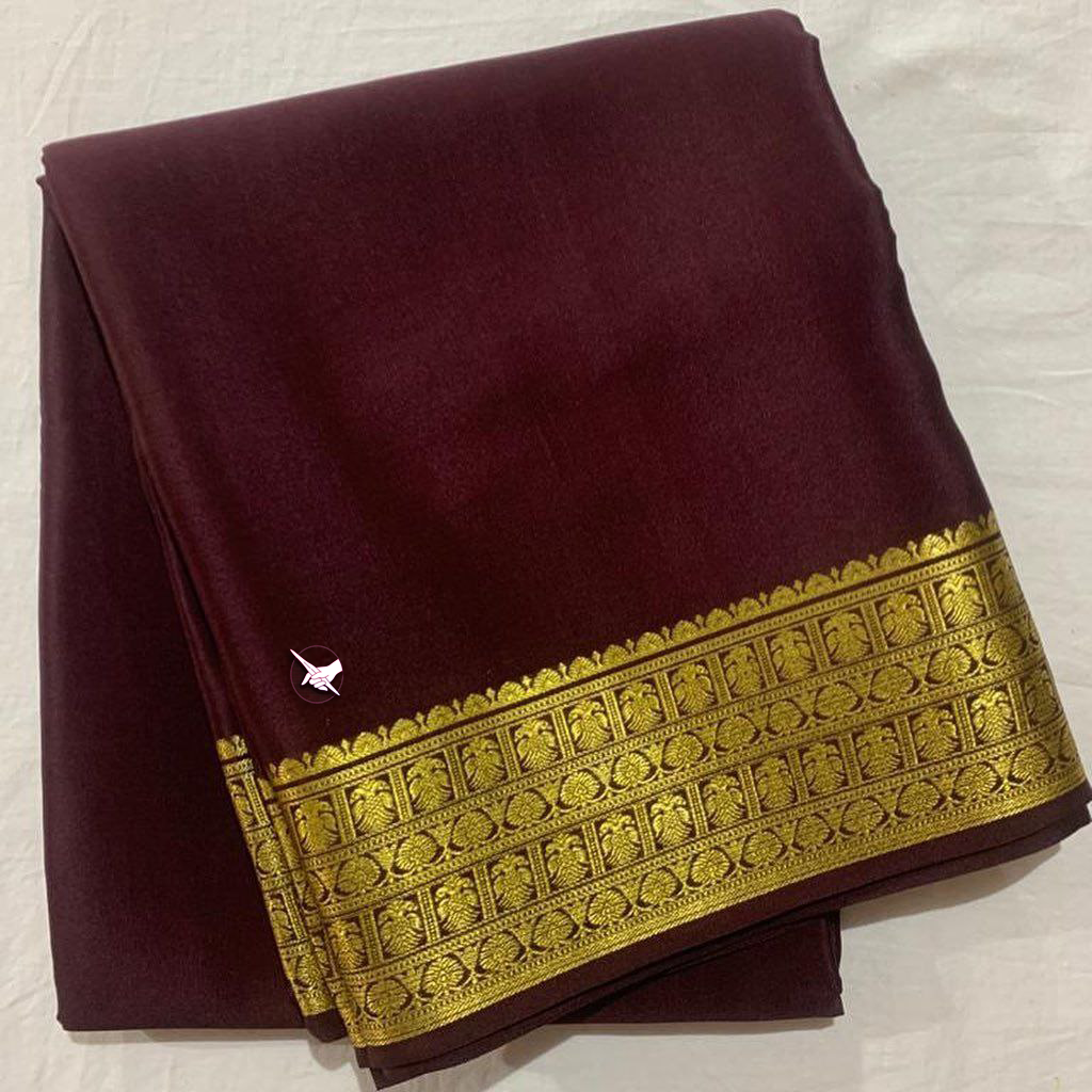Festive Wear Purple Semi Soft Silk Saree With Mysore Look And Ethnic Detailing