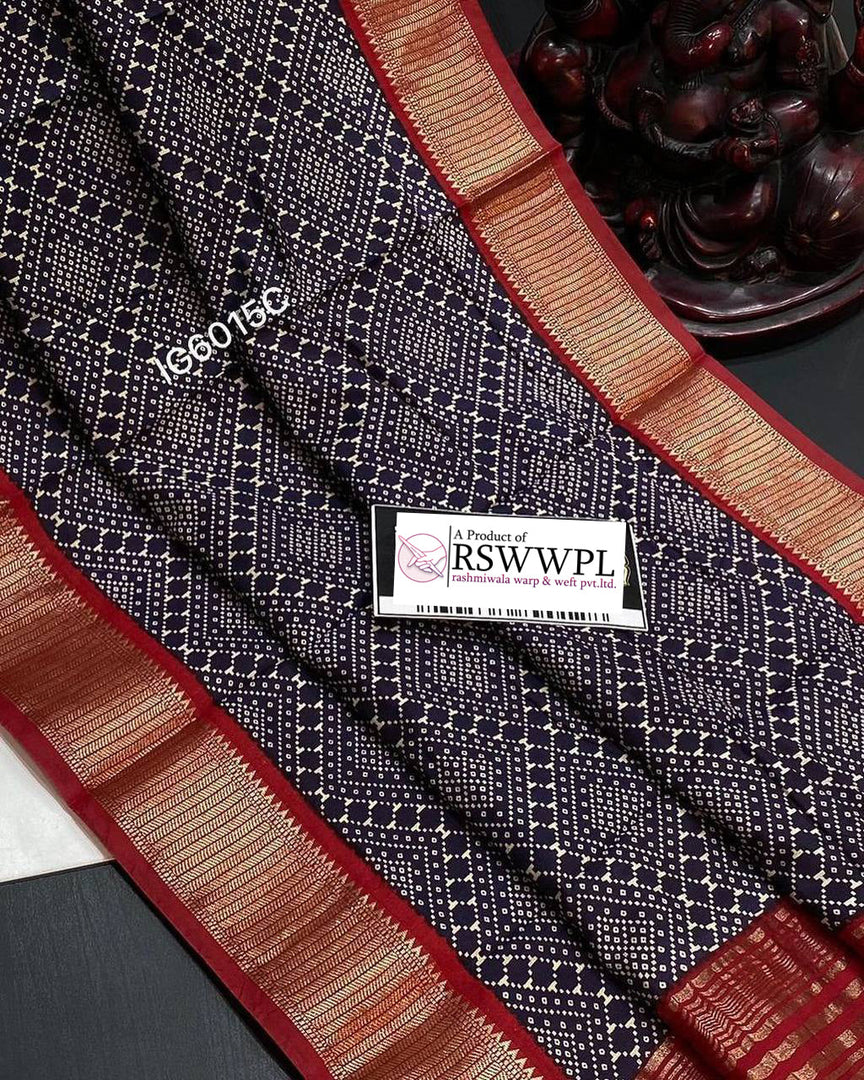 Digital Ikat Pattern Soft Silk Blue Assam Pattu Fancy Saree