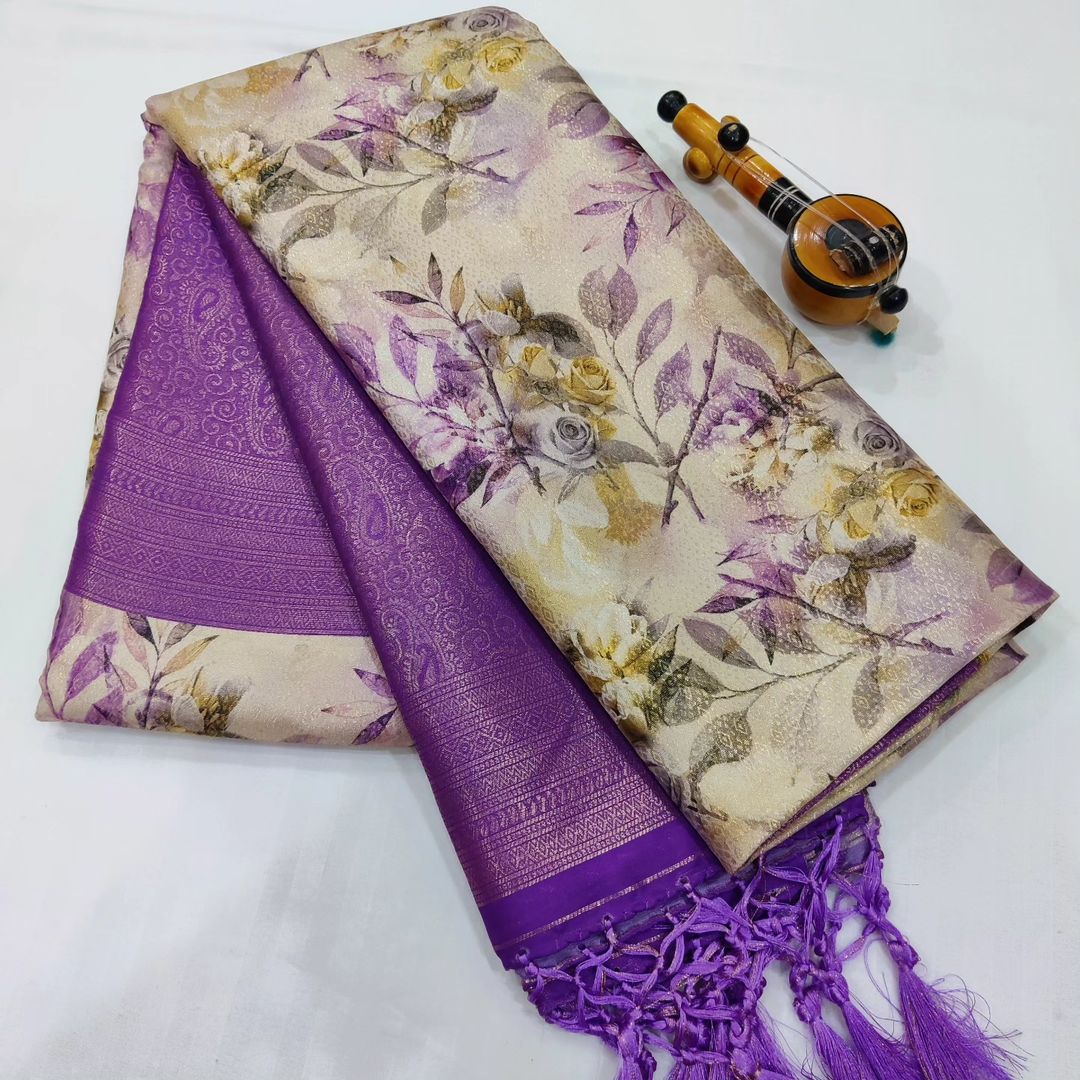 Ethnic Soft Silk Saree Light Digital Printed
