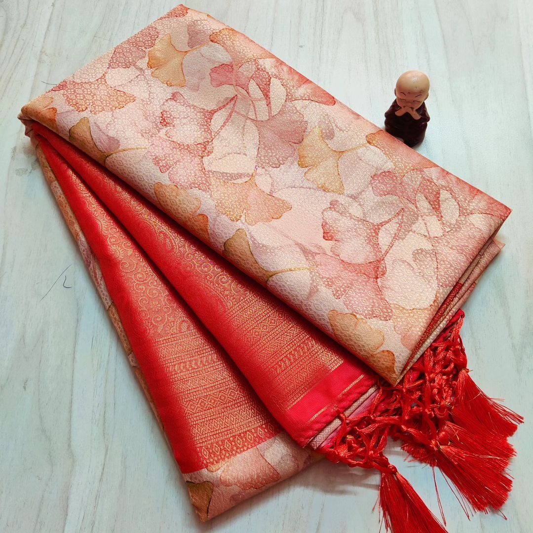 KUBERAN PEACH PINK DIGITAL PRINT SAREE