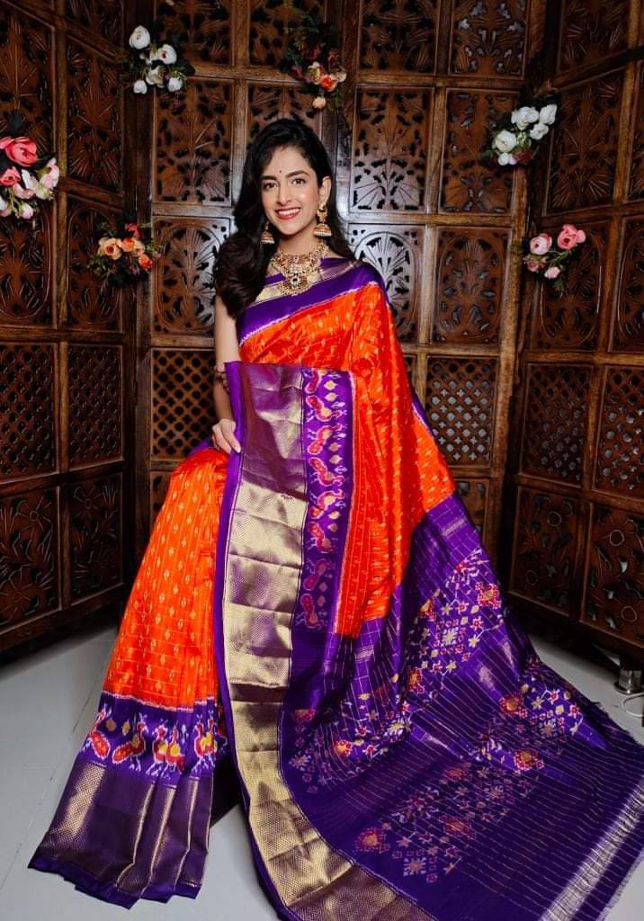 💕ikkat  Printed handloom Soft Silk Saree 💕