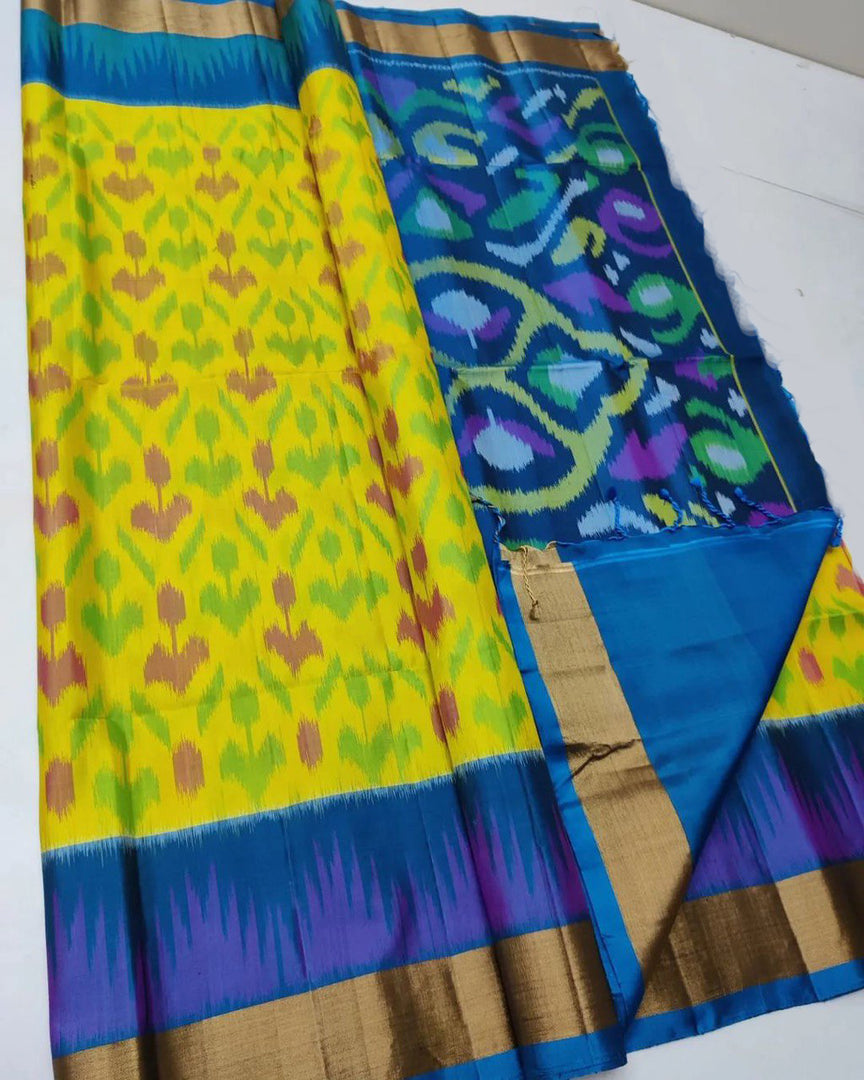 ikkat Printed Handloom Soft Silk Saree 💕