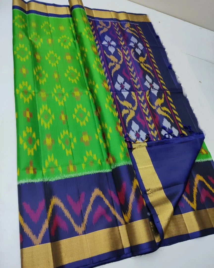 ikkat Printed Handloom Soft Silk Saree 💕