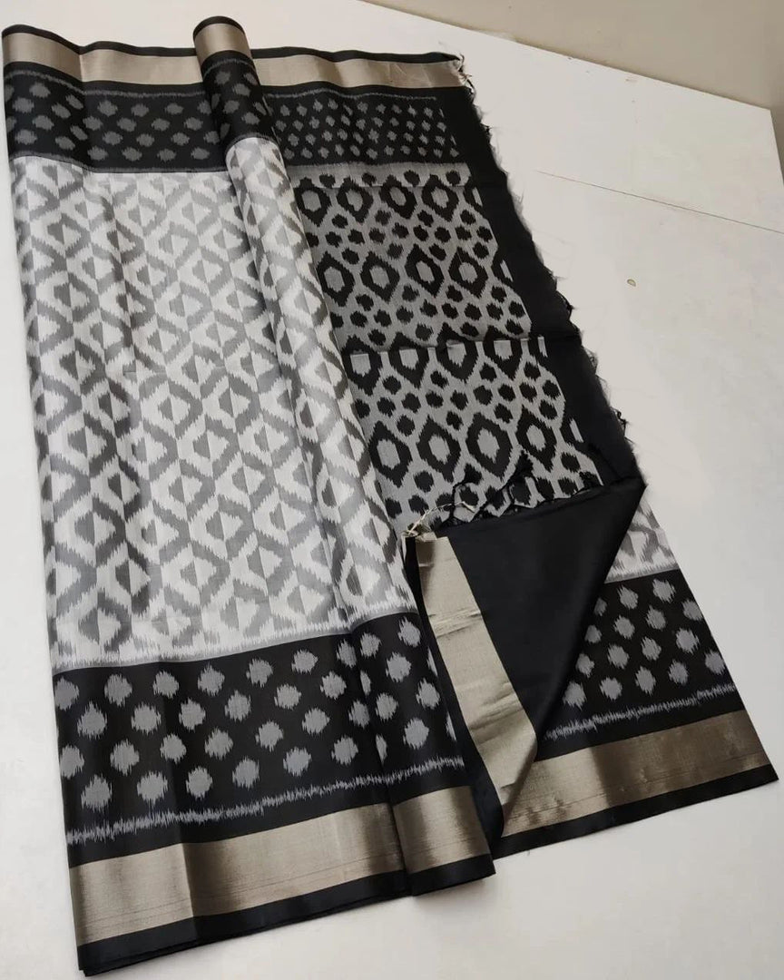 ikkat Printed Handloom Soft Silk Saree 💕